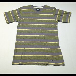 Quiksilver Olive and Mustard Striped Tee